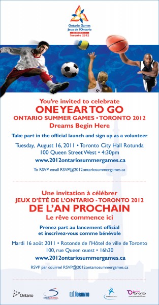 You're Invited: Celebrate 'One Year To Go' Ontario Games 2012 + Mascot Design Contest 