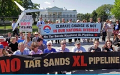 12,000 Americans are against tar sands pipeline for the following reasons: energy intensive to extract, creating huge carbon emissions, and high risk of environmental disaster due to pipeline breakage