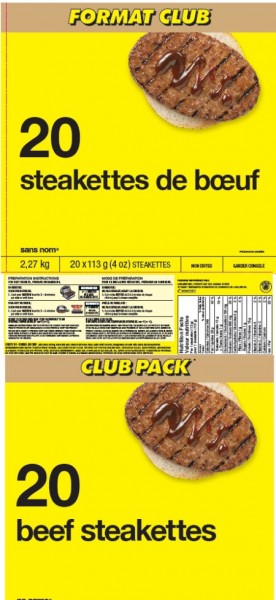 no name CLUB PACK beef steakettes / Steakettes de boeuf Sans Nom FORMAT CLUB