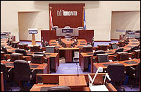 Increasing Women's Presence in Politics Via Toronto Regional Champion Campaign April 10, 2012. Above, City of Toronto Council Chamber.