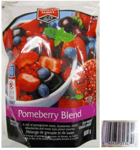 Western Family brand Pomeberry Blend berries / Melanges de grenade et de baies « Pomeberry Blend » de marque Western Family