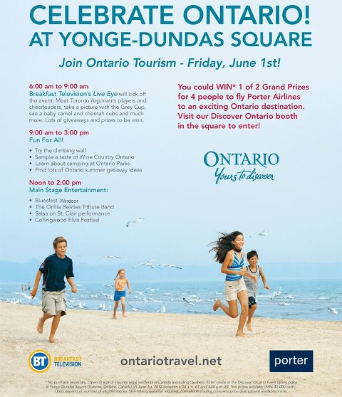 You're Invited: Celebrate Ontario at Yonge-Dundas Square and You Could Win June 1, 2012