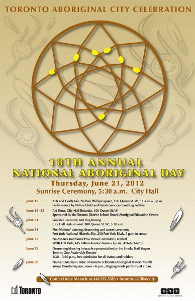 18th Annual National Dboriginal Day. Contact Mae Maracle at 416-392-5583; toronto.ca/diversity