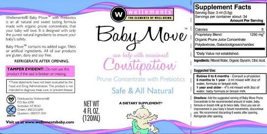 Baby Move brand Prune Concentrate / « Prune Concentrate with Prebiotics » de marque Baby Move