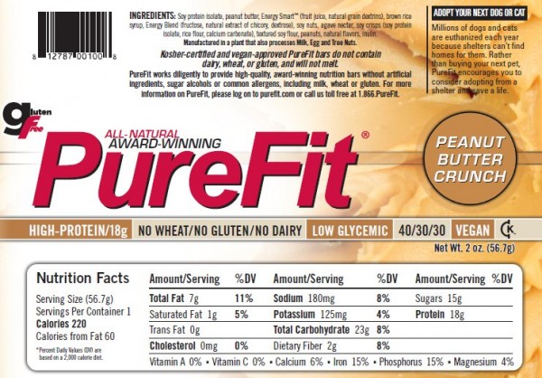 Purefit brand Peanut Butter Crunch Bar /  Barres au beurre d'arachide « PEANUT BUTTER CRUNCH » de marque PureFit