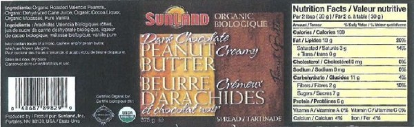  Sunland - Organic Dark Chocolate Creamy Peanut Butter /  Sunland - Beurre crémeux d'arachides et chocolat noir biologique