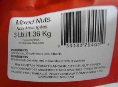 Mixed nuts - 1.36 kg /  Noix mélangées  - 1,36 kg