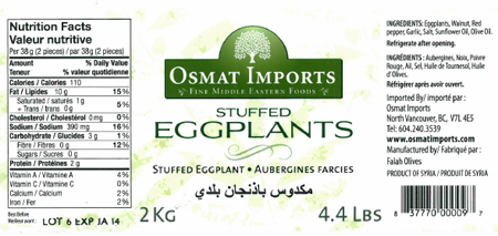 Osmat Imports brand Stuffed Eggplants / Aubergines farcies de marque Osmat Imports