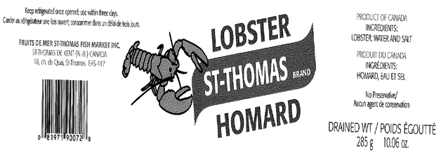 St. Thomas brand Bottled Lobster / Homard embouteillé de marque St. Thomas