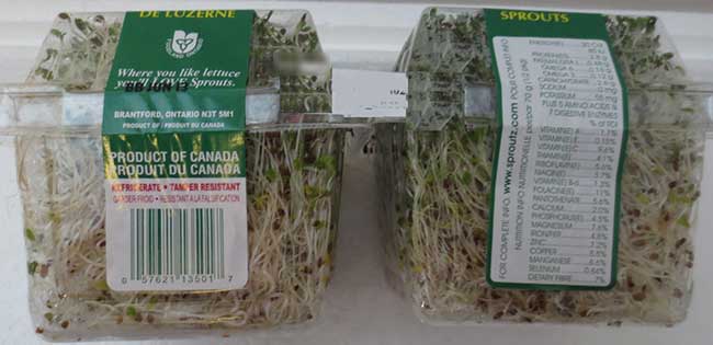 Alfalfa sprouts - code / Germes de luzerne - code