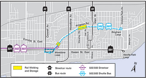 TTC: Kingston Road Construction Map