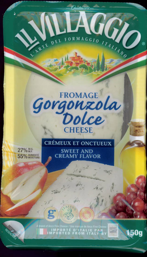 Il Villaggio brand Gorgonzola Dolce Cheese - Sweet and Creamy Flavor / Fromage Gorgonzola Dolce de marque Il Villaggio - Crémeux et onctueux