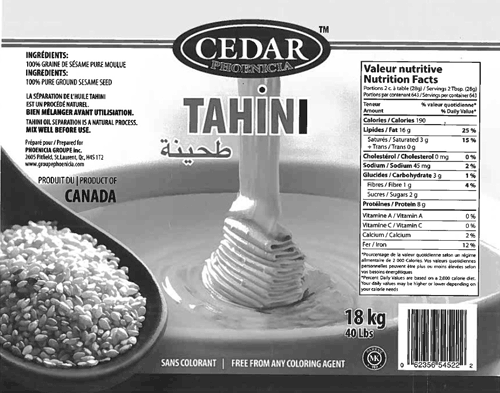 Cedar Brand Tahini-18 kg / Tahini de marque Cedar - 18 kg