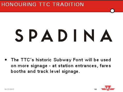 Above, An example of the classic TTC subway font type.