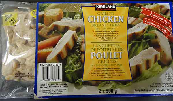 Kirkland Signature: Grilled Chicken Breast Strips - 2 x 500 g / Kirkland Signature : Languette de poitrine de poulet grilles - 2 x 500 g