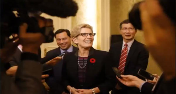 Premier Kathleen Wynne successfully concludes her trade mission to China after telecom giant Huawei announced it will invest $210 million to create 325 jobs in Ontario over the next five years. Image extracted from video below.