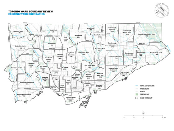 Current Ward Boundaries: 44 Wards; Current average population is 61,000