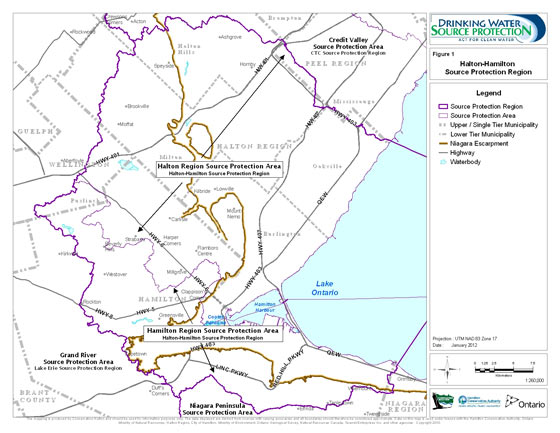 Ontario Regulation 284/07 under the Clean Water Act, 2006 designates the Halton-Hamilton Source Protection Region as comprising the lands under the jurisdiction of the Halton Region Conservation Authority and the Hamilton Conservation Authority. 
